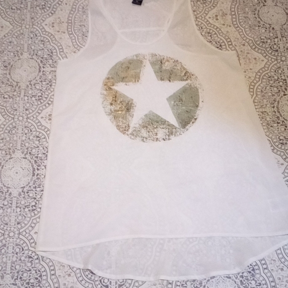 WHITE sheer sleeveless top - Picture 3 of 11